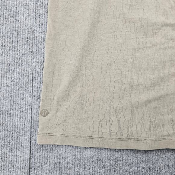Lululemon T Shirt Womens Large Beige Textured Crew Neck Lightweight Stretch - Picture 4 of 4